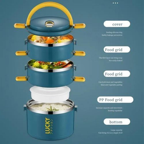 product_image_name-Fashion-1 set of 4-layer stainless steel reusable lunch box with lunch bag and cutlery, large capacity portable thermos cup - blue - blue-2