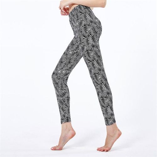 Fashion Women Plaid Printed Yoga Pants Sport High Waisted Leggings Workout  Pants 