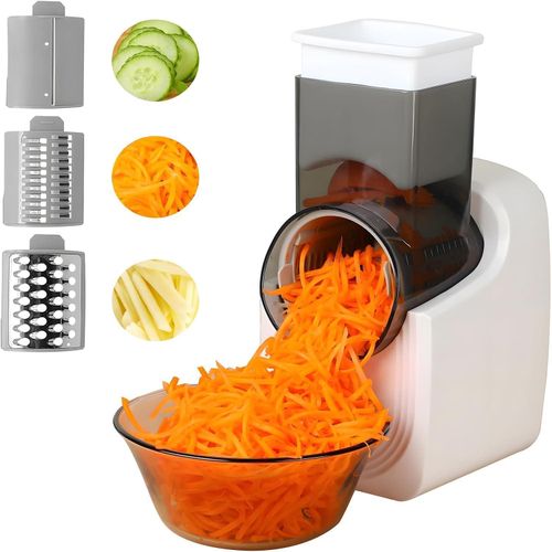 product_image_name-TodyJeyHo-New Electric Cheese Grater, Electric Salad Maker, Multi-function Grater, Automatic Vegetable Chopper Slicer, Professional Multi-conical Blade, Stainless Steel-1