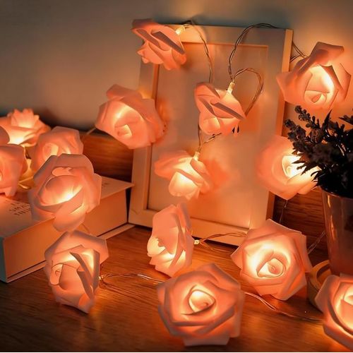 product_image_name-Generic-LED String Lights - Roses, Ambient Lighting,3m Battery Operated Flower String Lights with 20 LEDs, Hanging Flower Garland for Wedding, Bedroom, Christmas Decoration、Part -Artificial flowers-Pink-6