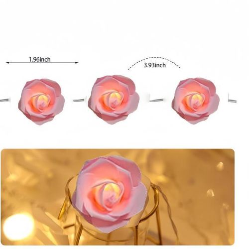 product_image_name-Generic-LED String Lights - Roses, Ambient Lighting,3m Battery Operated Flower String Lights with 20 LEDs, Hanging Flower Garland for Wedding, Bedroom, Christmas Decoration、Part -Artificial flowers-Pink-7
