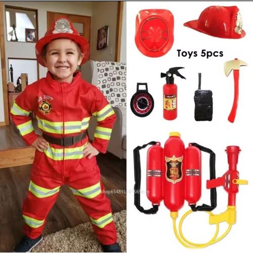 product_image_name-Fire Fighter-Kids Costume Firefighter  for Unisex Pcs  Set for Kids 3-7 Yrs  -5