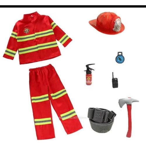product_image_name-Fire Fighter-Kids Costume Firefighter  for Unisex Pcs  Set for Kids 3-7 Yrs  -7