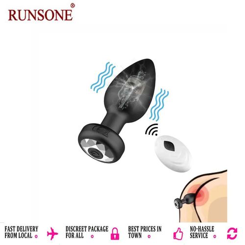 product_image_name-RUNSONE-Smart Anal Plug Vibrator Wireless Remote Control Anus Clitoris Plug Vibrating Male Pro state Massage Waterproof Rechargeable Silicone Solo Foreplay Sex Toy for Men Women Couples-1