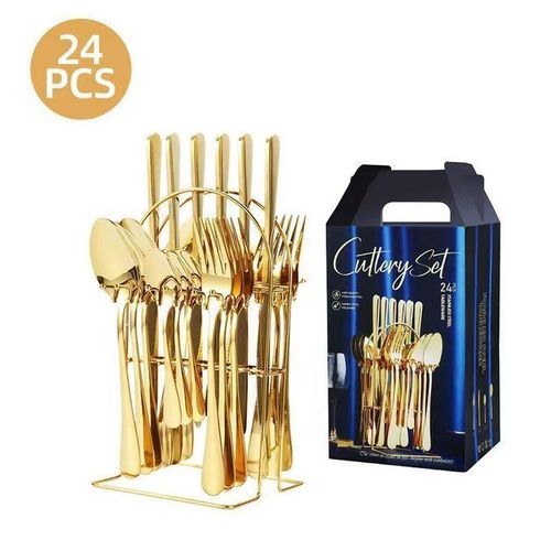 product_image_name-Generic-24pcs Gold Plated Stainless steel Cutlery set - Gold-1