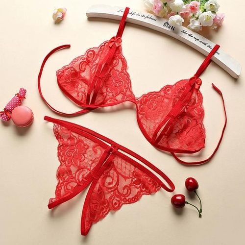 Shop Generic Sexy Open-Crotch Lingerie Set Sweet Lady Lace Panties