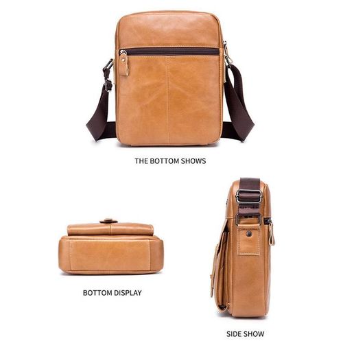Generic 053 Men Messenger Bag Cowhide Large Capacity Briefcase - Dark Brown - image 3