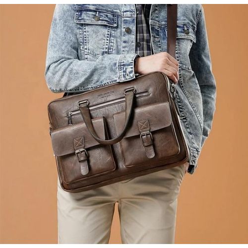 product_image_name-AD-Hyper Leather Laptop Bag - Brown -2