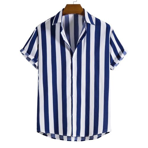Shop Generic Men's New Fashion Striped Short-sleeved Lapel Casual ...