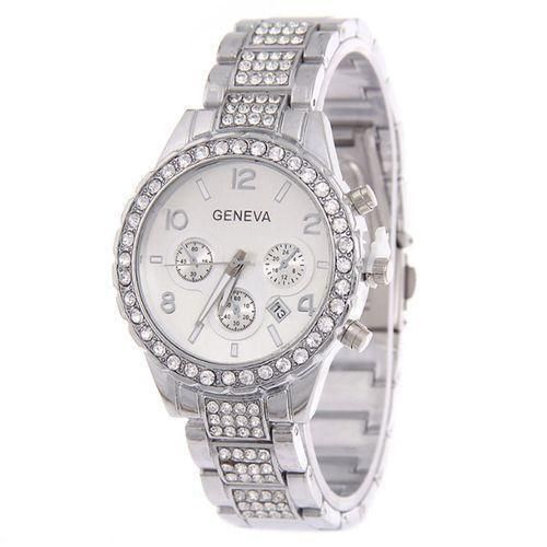 GENEVA Elegant Studed Ladies Wristwatch---Silver - image 2