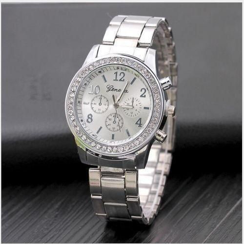 GENEVA Elegant Studed Ladies Wristwatch---Silver - image 5
