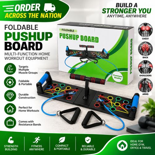 Trailite Foldable Push-Up Board with Resistance Bands