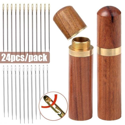 Generic 30pcs Sewing Needle Elderly Stainless Steel Quick Automatic Self-Threading Needle Stitching Pins DIY Punch Needle Threader - image 5