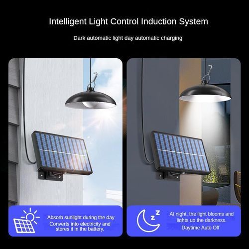 product_image_name-Generic-New split-type solar lights, solar outdoor garden light , camping lamp, human body sensor solar lamp (1 solar panel with 2 yellow lamps) with remote control - yellow-1