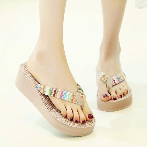 product_image_name-SXCHEN-AnFeng Women's Home Slipper Beach Breathable Flip-Flops Wedges Sandals Weave Shoes Slipper Womens Ballet Slippers Velour-4