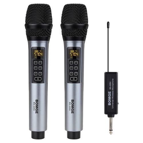Shop Bomge UHF Wireless Microphone, Dual Cordless Metal Dynamic