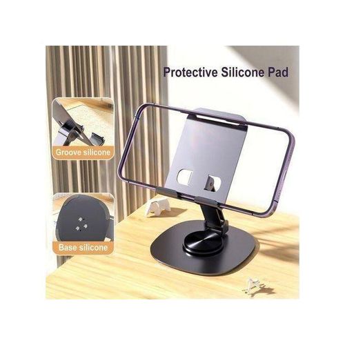 Generic Foldable 360° Rotating Metal Phone Tablet Stand Gray - image 5