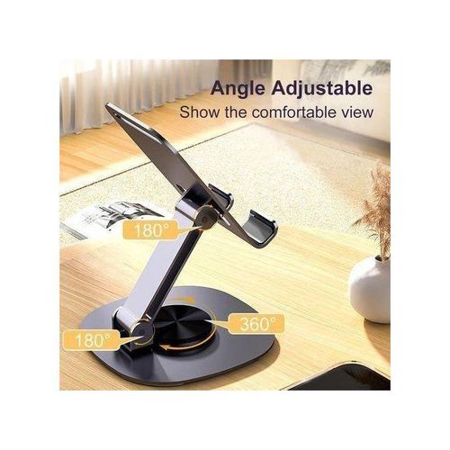 Generic Foldable 360° Rotating Metal Phone Tablet Stand Gray - image 7