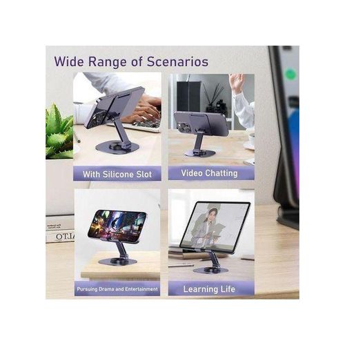 Generic Foldable 360° Rotating Metal Phone Tablet Stand Gray - image 8