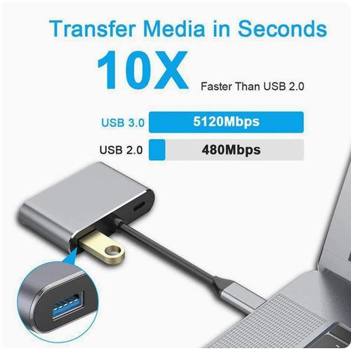 product_image_name-Yaticrab- 4-in-1 Type-C Hub Adapter HDMI VGA USB3.0 100W PD Charging for Laptop Phone Tablet-2