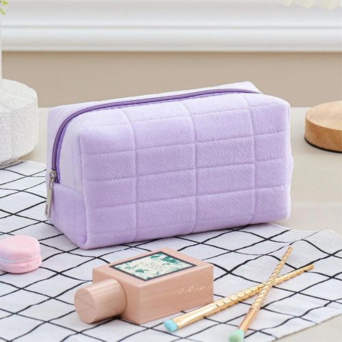product_image_name-ShebSheb-Women’s Plush Makeup Bag, Fashion Fuzzy Toiletry Bag for Bathroom and Shower, Travel Organizer Pouch for Small Essentials-4