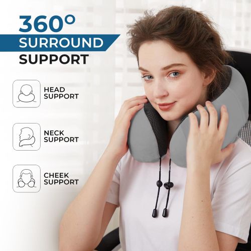 product_image_name-Flushrenic-Travel Neck Pillow with Eye Cover and Earplugs Pure Memory Foam Head Support Pillow for Airplane, Car & Home Neck and Shoulder Pain Relief Soft Pillow for traveling and Sleeping (Grey)-2