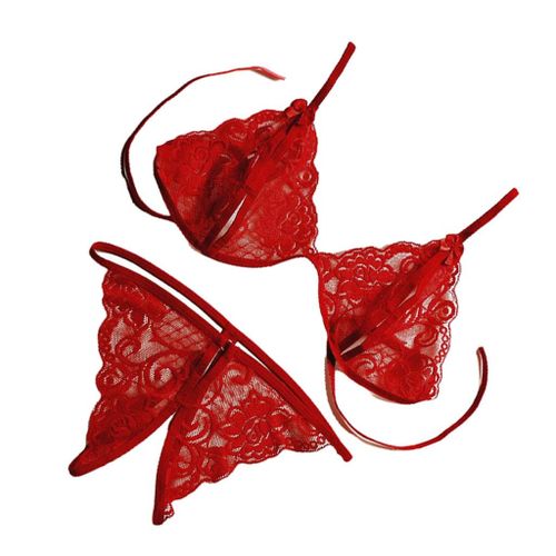 Shop Generic Women's Crotchless Panties Open Bra Set Knickers Party Red  Online
