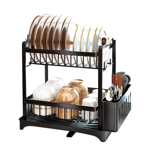 product_image_name-Generic-Dish Drying Rack 3-Tier Dish Racks with Detachable Drainboard Chopstick Rack Bowl Holder Storage Rack for Kitchen Counter-1