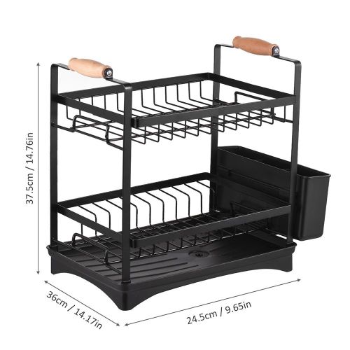product_image_name-Generic-Dish Drying Rack 3-Tier Dish Racks with Detachable Drainboard Chopstick Rack Bowl Holder Storage Rack for Kitchen Counter-2