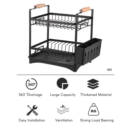 product_image_name-Generic-Dish Drying Rack 3-Tier Dish Racks with Detachable Drainboard Chopstick Rack Bowl Holder Storage Rack for Kitchen Counter-3