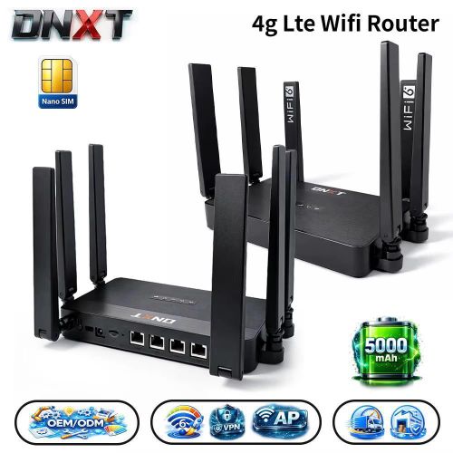 Generic 4G/5G Wireless WiFi Router with 5000mAh Battery-Black - image 3