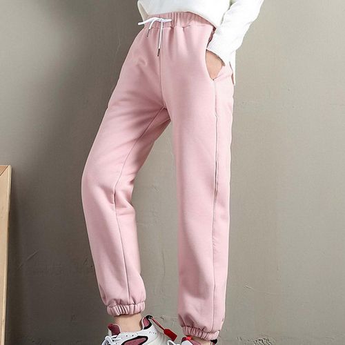 Shop Generic Soft Fleece Lined Sweatpants Women Casual Jogger Pants Ladies  Pink M Online