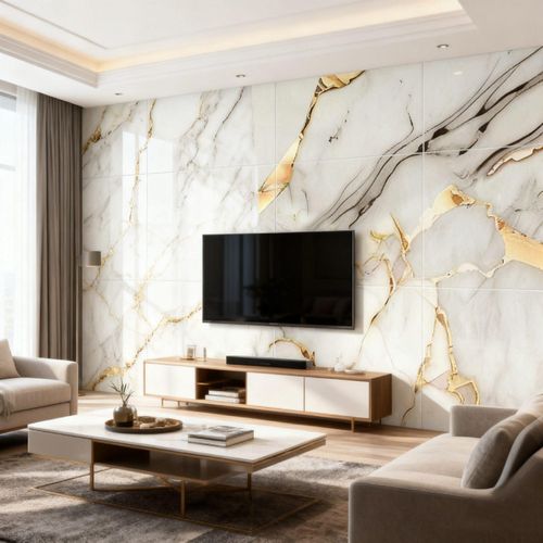 Generic 20-piece pack of self-adhesive splash-proof wall tiles, gold marble pattern wall stickers - image 2