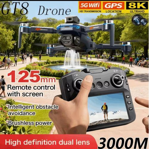 product_image_name-Gt-GT8 Drone 4K HD Dual Cameras FPV Rechargeable Remote Control with Screen 5G WiFi Brushless Motor Intelligent Obstacle Avoidance Foldable Quadcopter Professional-1