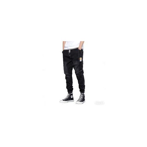 TOUPHY Men's jeans Joggers High Denim Elasticity Perforated Pants-Blue