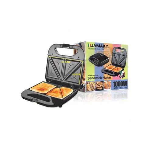 JAMAKY 1000W Non-Stick Sandwich Maker with Automatic Temperature Control – Makes 2 Sandwiches - Black - image 6