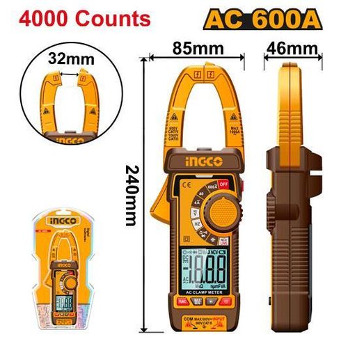 product_image_name-Ingco-DCM66001 Digital AC Clamp Meter - Brown & Yellow-1