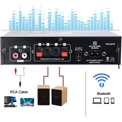 product_image_name-SIKITUT-AK35 Stereo Audio Amplifier Bluetooth 5.0, 2.0 Channel Amplifier Stereo Receivers with Bass & Treble Control-5
