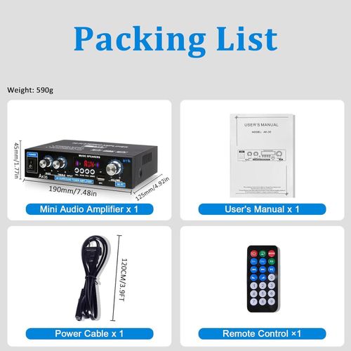 product_image_name-SIKITUT-AK35 Stereo Audio Amplifier Bluetooth 5.0, 2.0 Channel Amplifier Stereo Receivers with Bass & Treble Control-7
