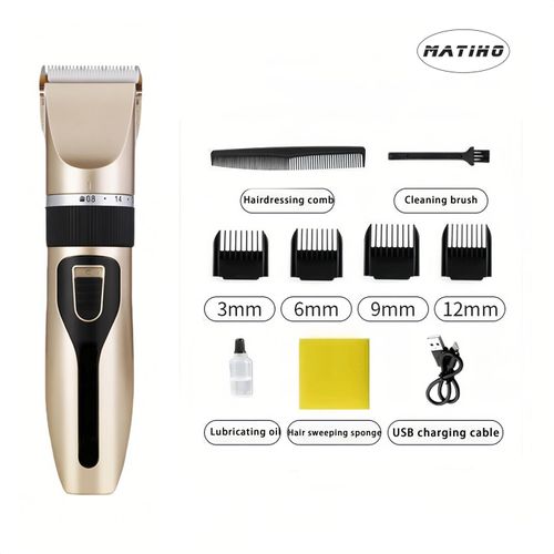 product_image_name-MATIHO-Hair Clipper & Beard Trimmer Set for Men & Boys, USB Charging with Comb & Sponge - Low Noise & Waterproof Professional Grooming Kit for Home & Travel-1