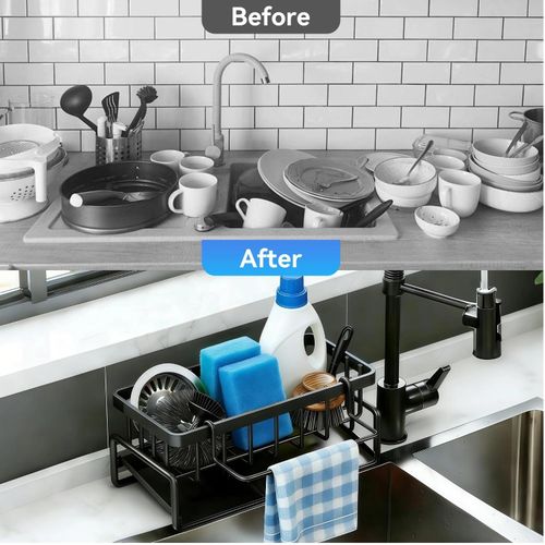 product_image_name-ShebSheb-Kitchen Sink Organizer Rack, Sponge Holder for Kitchen, Organizer Rack for Kitchen Accessories, Soap Dispenser Countertop Organizer for Home-4