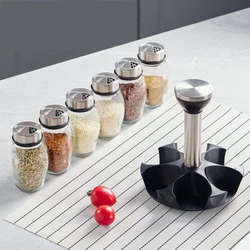 Generic 360-degree rotating spice rack set with 7 spice jars - image 4