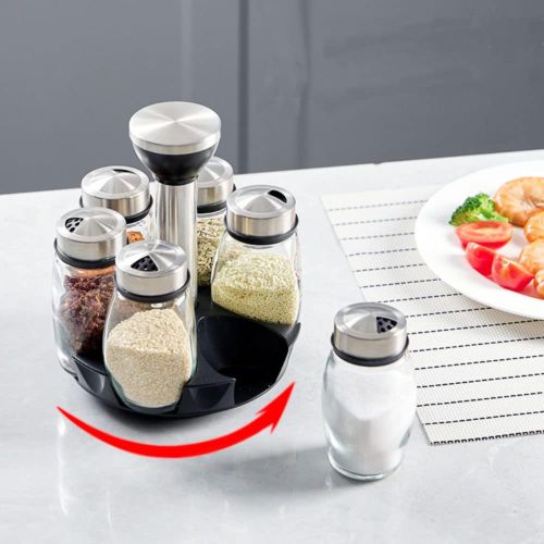 Generic 360-degree rotating spice rack set with 7 spice jars - image 5
