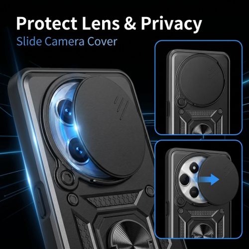 Generic Redmi 14C Shockproof Case with Camera Slider & Card Holder, Magnetic Ring Kickstand Phone Cover - image 5