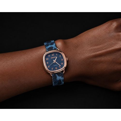 Na Ladies Square Dial Quartz Wristwatch With Fabric Strap – Blue/Black