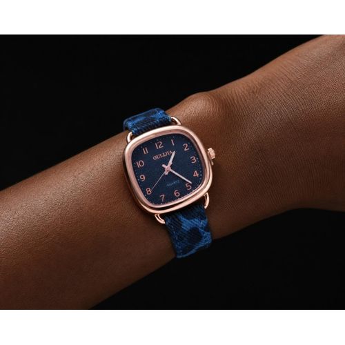 Na Ladies Square Dial Quartz Wristwatch With Fabric Strap – Blue/Black - image 3