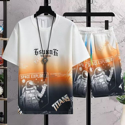 Generic Men's 2 In 1 Short Sleeve T-Shirt & Shorts Set- Multicolor
