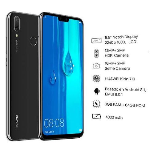 product_image_name-Huawei-Y9 2019 Smartphone 6.5" HiSilicon Kirin 710 (6GB+128GB RAM) Dual SIM - A-GPS Fingerprint - Black-2