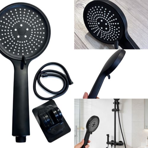 Generic  Black ABS Shower Head Set - 3 Spray Modes, Water Saving, Pressure Boost