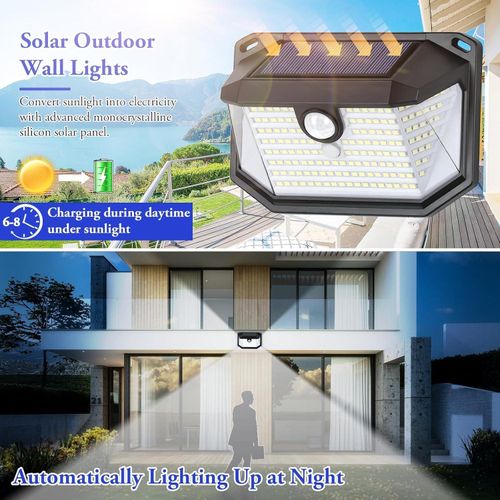 Generic Solar Lights Outdoor 178 LED Lights with Light Reflector and 3 Lighting Modes, Motion Sensor Wall Light, IP65 Water Resistant, Solar Powered for Garden Courtyard - image 3